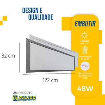 Painel Led 32x122 48w Embutir Retangular Luminária